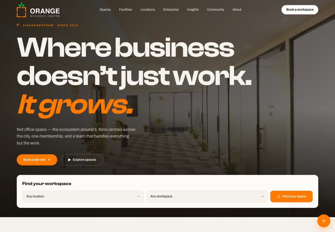 Orange Business Centre website homepage