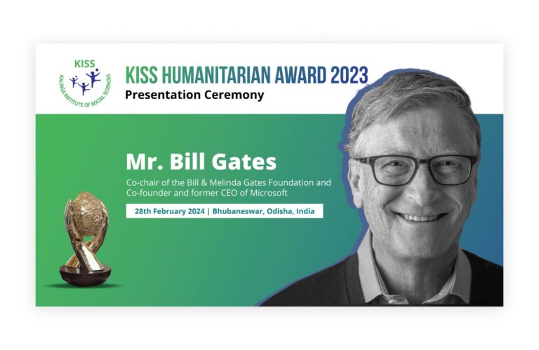 KISS Humanitarian Award event branding, Bill Gates felicitation