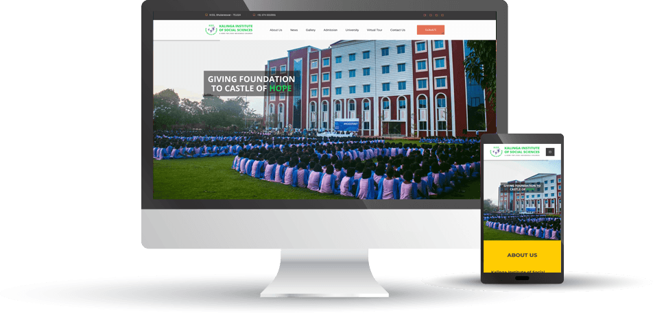 KISS Foundation website design, desktop and mobile