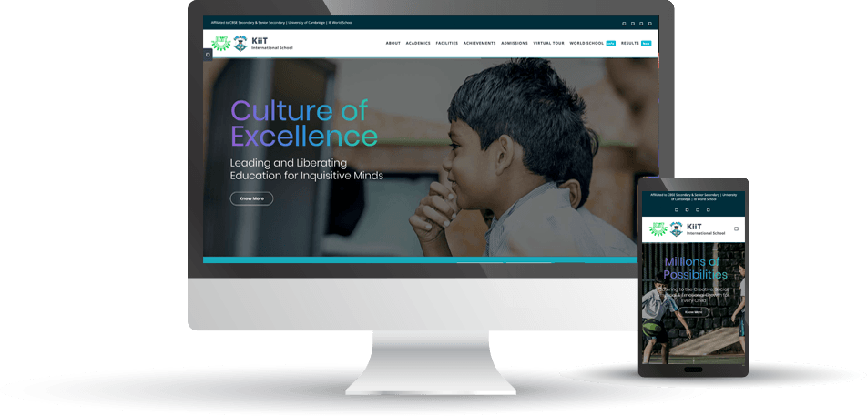 KIIT International School website design, desktop and mobile